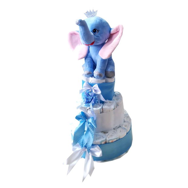 Tort pampers, MCF, Tort Personalizat pentru Baby Shower, elefant , 60 piese, roz