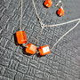 Set argint carneol colier cercei lant argint minimalist simplu geometric trendy - Transport gratuit