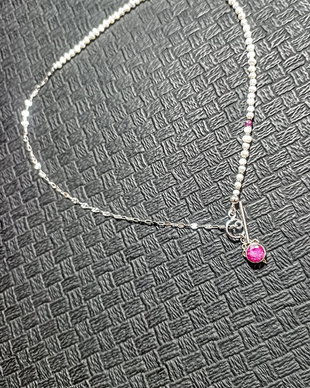 Colier argint perle naturale de culturarubin charm lant argint toggle asimetric minimalist boho chic - Transport gratuit