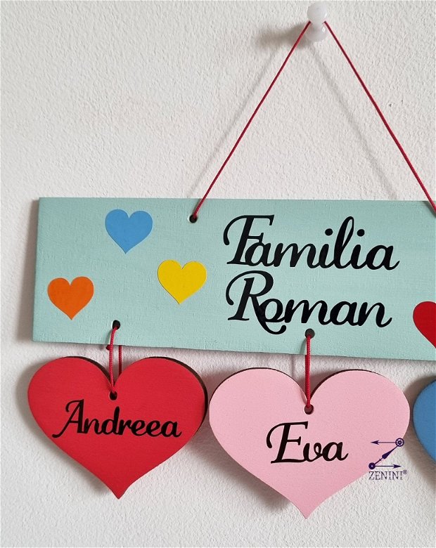 Ornament familie, decoratiune membrii familiei, ornament personalizat familie, ornament inimi, decoratiune inimioare