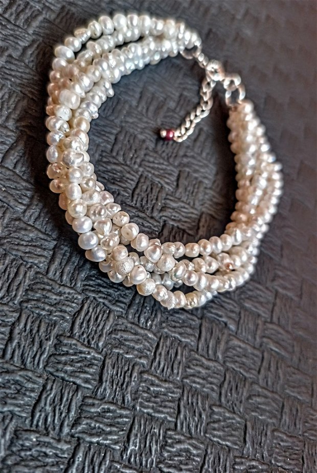 Bratara X5 argint perle naturale de cultura clasica trendy - Transport gratuit