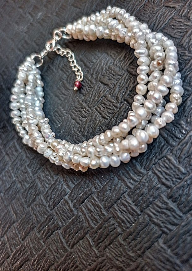 Bratara X5 argint perle naturale de cultura clasica trendy - Transport gratuit