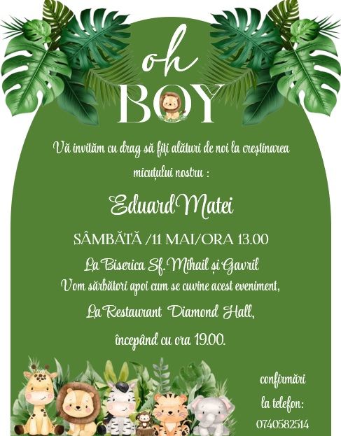 Invitatie botez Safari