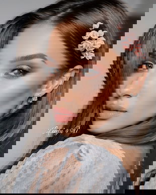 PEONY ROZ - DIADEMA MIREASA CU FLORI