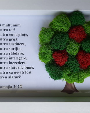 Tablou cu licheni in forma de copac, cu mesaj personalizat