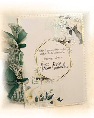 Agenda / album / jurnal personalizat pentru doamna invatatoare / educatoare / diriginta / profesoara, "Cartea cu ganduri", tema florala, cale