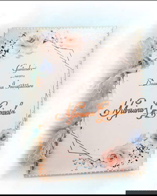Agenda / album / jurnal personalizat pentru doamna invatatoare / educatoare / diriginta / profesoara, "Cartea cu ganduri", tema florala, roz&bleu