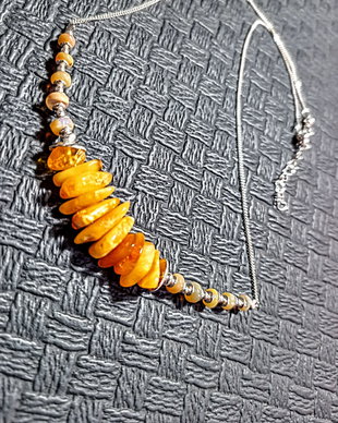 Colier argint opal de foc etiopian ambra chihlimbar lant argint boho chic minimalist trendy - Transport gratuit