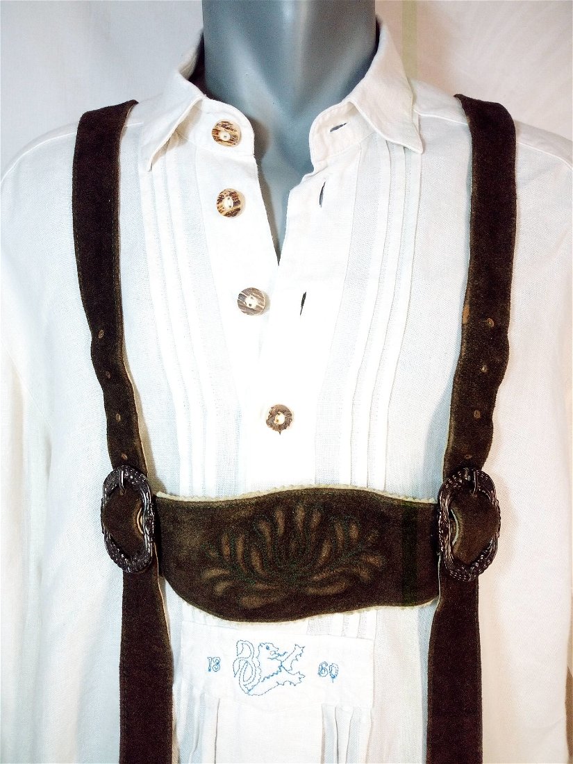 Bretele tradiționale bavareze din piele intoarsa moale pt pantaloni bavarezi Oktoberfest