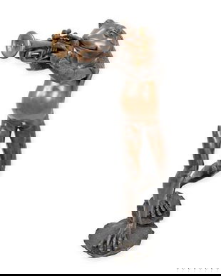 Broasca cu trompeta-statueta din bronz