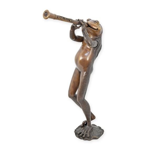 Broasca cu flaut-statueta din bronz