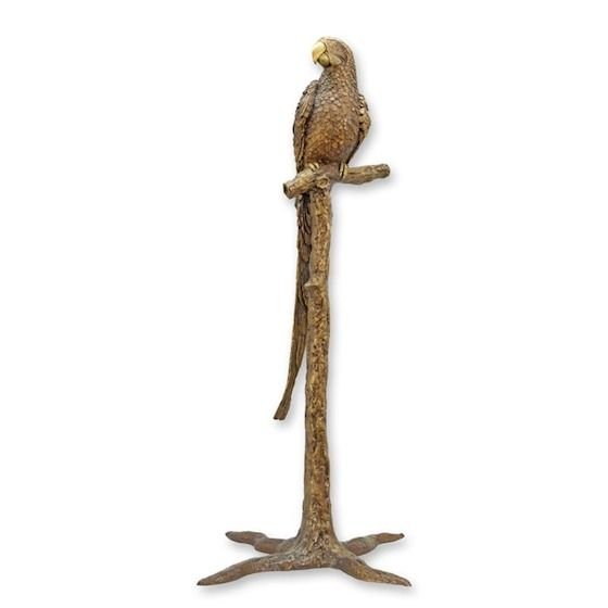 Papagal pe o creanga-statueta din bronz