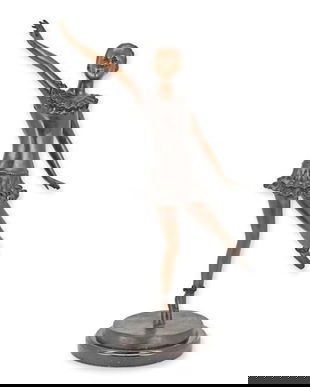 Balerina-statueta din bronz pe un soclu din marmura