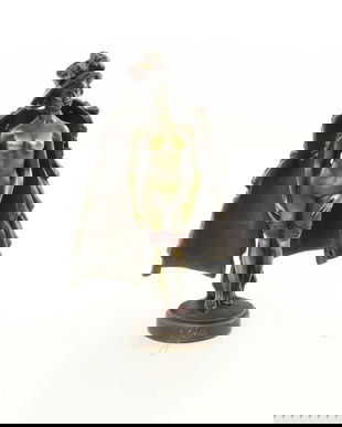 Femeie cu haina de blana-statueta erotica din bronz