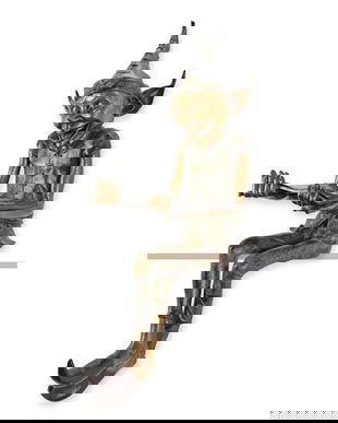 Goblin cu carte-statueta din bronz