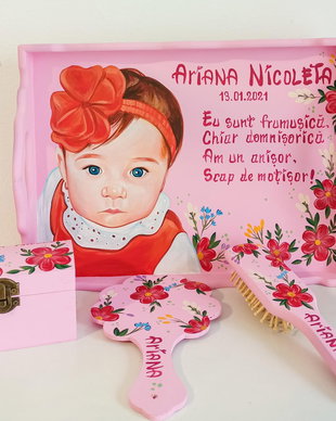 Set moț cu Portret și Flori