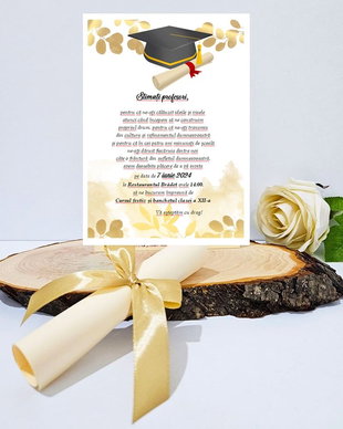 Invitatie BANCHET model auriu