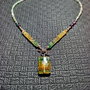 Colier argint fluorit curcubeu inchidere frontala heishi medalion boho chic trendy - Transport gratuit