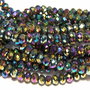 Cristale din sticla, rondelle, 4x3 mm, electroplacate, multicolore