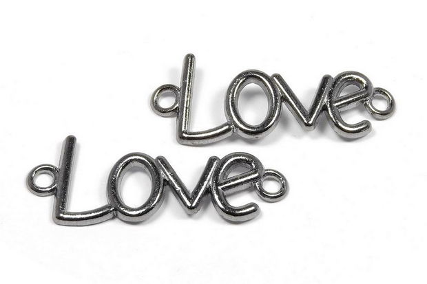 Link din alama, gunmetal, Love, 40x15 mm