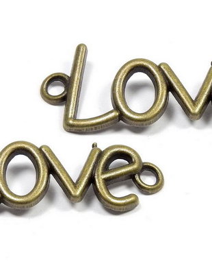 Link din alama, bronz, Love, 40x15 mm