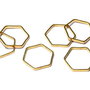 Link din alama, hexagon, auriu, 20x18 mm