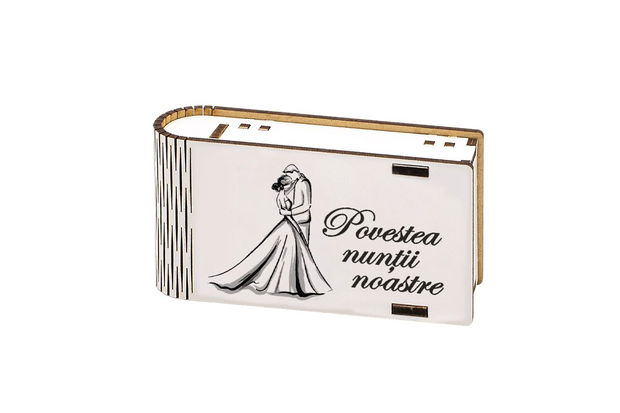 Pachet 10 cutii stick USB pentru nunta personalizata - POVESTEA NUNTII NOASTRE - CS1012NS01