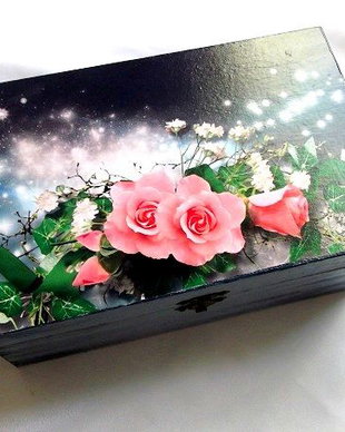 cutie lemn cu model floral 46182