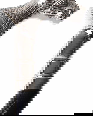 Baston din lemn masiv cu maner cap de lup