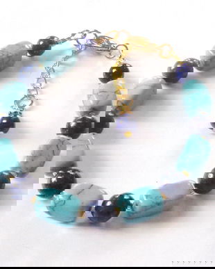 Bratara lapis lazuli si  turcoaz