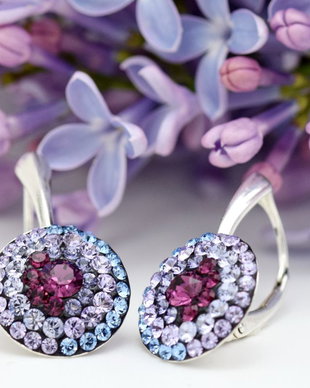 Cercei Swarovski Chaton Regal Purple  Argint 925
