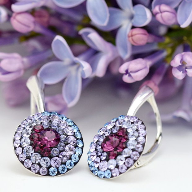 Cercei Swarovski Chaton Regal Purple Argint 925
