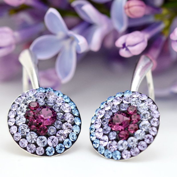 Cercei Swarovski Chaton Regal Purple Argint 925