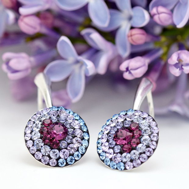 Cercei Swarovski Chaton Regal Purple Argint 925