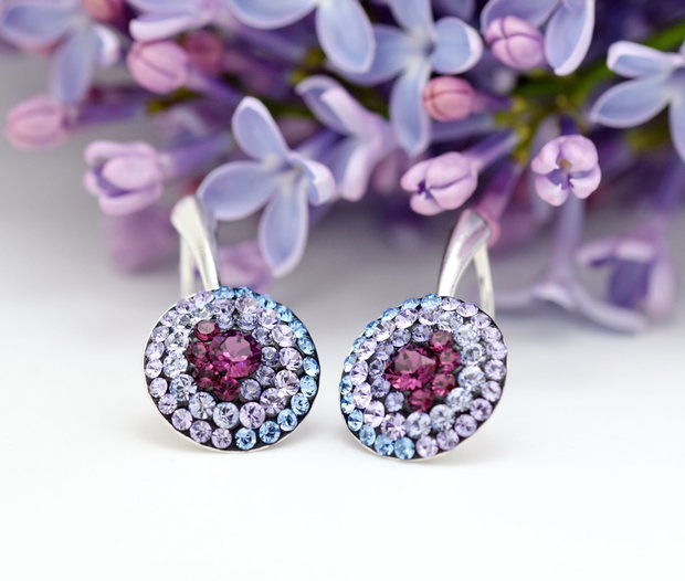 Cercei Swarovski Chaton Regal Purple Argint 925