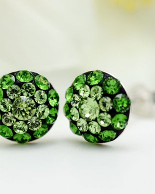 Cercei Swarovski Chaton Ball Green  Argint 925