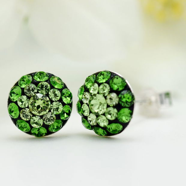 Cercei Swarovski Chaton Ball Green  Argint 925