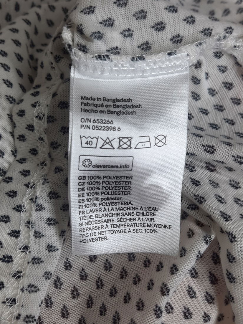 Bluză damă tip cămașă, "H&M", albă cu picățele, mânecă lungă, Mărimea M