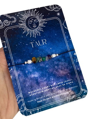 BRATARA CU 6 CRISTALE PENTRU ZODIA TAUR + CRISTAL CADOU