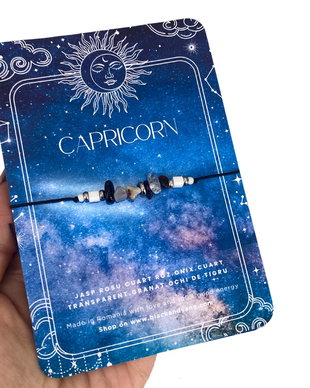 BRATARA CU 6 CRISTALE PENTRU ZODIA CAPRICORN  + CRISTAL CADOU