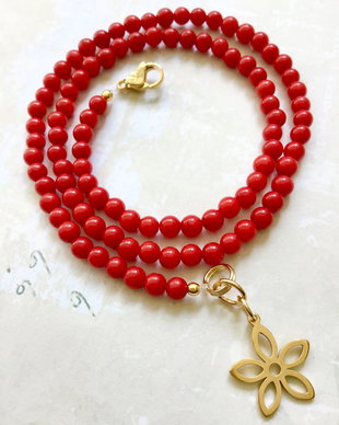 Colier CHOKER Coral rosu