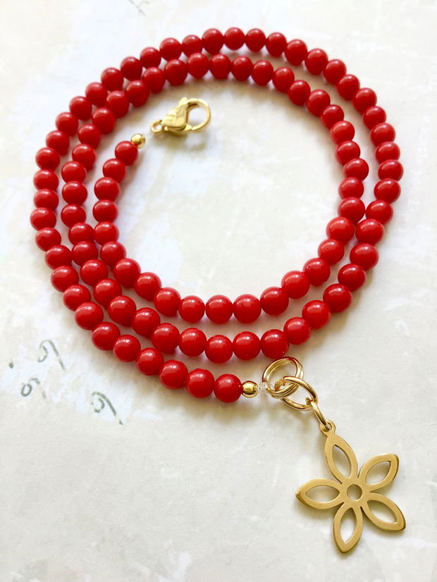 Colier CHOKER Coral rosu