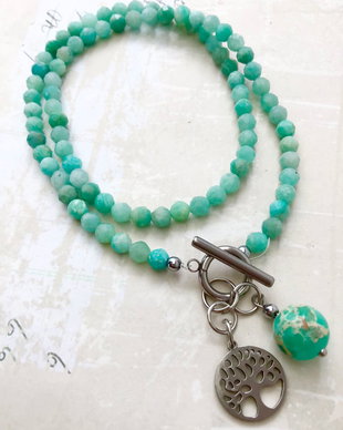 Colier CHOKER amazonit