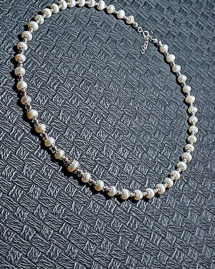 Colier argint perle naturale de cultura vintage style clasic boho chic trendy - Transport gratuit