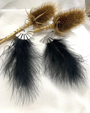 Cercei handmade din pene naturale 00758