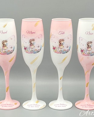 Pahare personalizate pentru botez cu tematica Fluturi