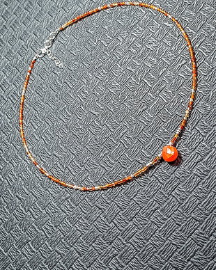Colier argint carneol brioleta nuante gradient minimalist boho chic trendy - Transport gratuit