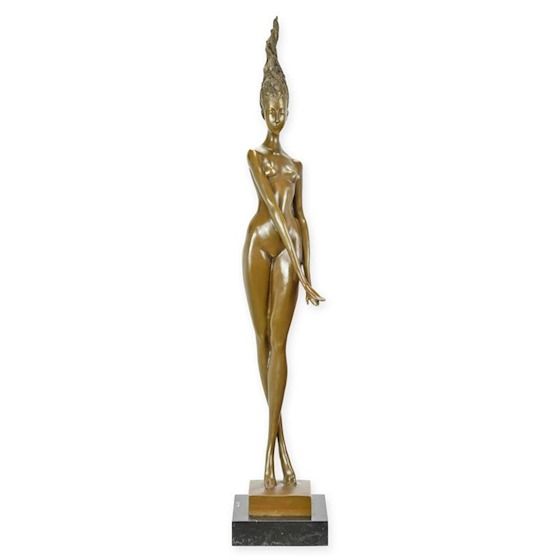 Nud modern-statueta din bronz cu soclu din marmura