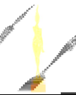 Nud modern-statueta din bronz cu soclu din marmura