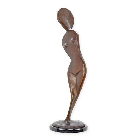 Nud modern-statueta din bronz cu soclu din marmura